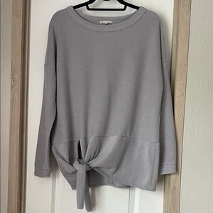 Easel Light Gray Long Sleeve Top With Tie